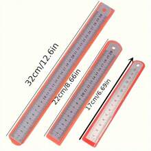Set Of 3 Double-Sided Stainless Steel Rulers, Sizes 5.91", 7.87", And 11.81" - Sets - View 1