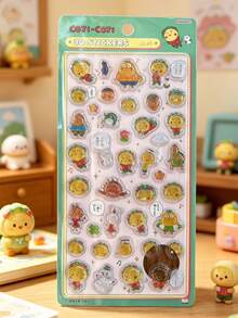 Cute 3D Embossed Anime Cartoon Character Stickers, Waterproof Self-Adhesive Decorative Stickers For Scrapbook, Diary, Planner, Photo Album, Laptop, Phone Decoration, Kawaii Stationery Student Supplies - Multicolor - View 8