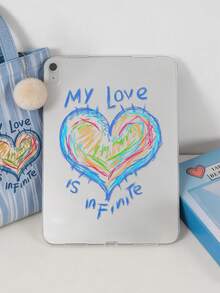 1pc TPU Soft Shell Graffiti Line Heart Letter Pattern Painted Tablet Case Compatible With Mini1/2/3/Mini4/Mini5/Mini6/Mini7/Air/Air2/9.7/10.2/10.5/Air4/Air5/10.9/Pro 11 Inch/10th Gen/Pro11-In.(M4)-2024/ (A16) 11 Inch 11th Generation 2025/ Air7(M3)2025 (11-Inch)/ Air 8(M4)2026(11-Inch) Apple Models A7/A8 Models TPU Tablet Protective Single Shell Tablet Transparent Case Lightweight Ultra-Thin Soft Shell Minimalist/Fun/Cute/Fresh/Personalized/Creative No Pen Slot Design Product Does Not Include Pen - Multicolor - View 3