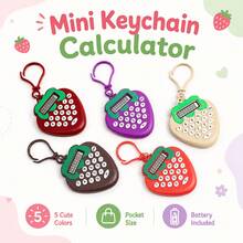 Cartoon Strawberry Pendant Mini Calculator, 5-Color Soft Cute Fruit Shape, Rounded Edgeless Body, Matching Color Hanging Ring, Compact And Portable, Clear Digital Small Screen, Girls' Backpack Charm, Desktop Ornament, Cute And Practical Portable Calculator Accessory - Single Piece - View 12