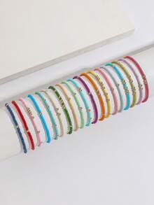 19pcs Colorful Glass Bead Stretch Bracelets, Boho Style Handmade Beaded Bracelets For Women (CCB Seed Beads, Random Color) - Gold - View 4