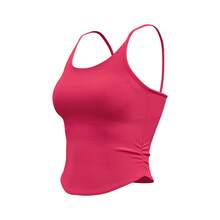 Women's Ruched Waist-Enhancing Yoga Top With Shockproof Fixed Cup Camisole Sports Bra. - Putih - View 3
