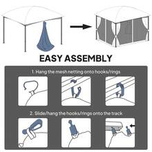 Outsunny Replacement Mosquito Netting For Gazebo 10' X 13' Black Screen Walls For Canopy With Zippers For Parties And Outdoor Activities, Khaki - Khaki - View 3