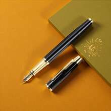 Premium Black Metal Pen – A High-End Gift For Business Meetings; A Smooth-Writing, Unisex Fountain Pen; Suitable For Students, Teachers, And Office Use; Takes Replaceable Ink Cartridges - Fountain Pen - View 5