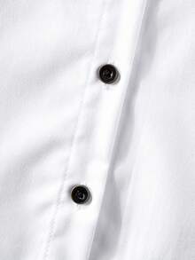 Girls' Classic Small Round Collar Preppy Style White Short Sleeve Shirt, Suitable For School Activities, Parties, Performances And Formal Occasions - White - View 7