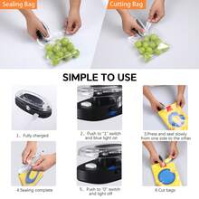 Lalayuan Mini Handheld Bag Sealer, Rechargeable Heat Sealing Machine For Kitchen Food Freshness Preservation - Black One - View 10