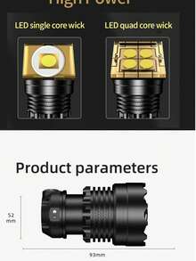 1 buah Lampu Kepala LED Super Terang, Lampu Kepala Tahan Air dengan Jangkauan Jauh 6000m, Cocok untuk Berburu Malam di Luar Ruangan, Memancing, Berkemah, Bersepeda, dan Penerangan Kerja - Hitam - View 3
