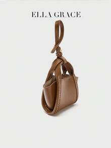 ELLA GRACE Women's Mini PU Leather Bag Charm Keychain Coin Purse Pendant, Cute Handbag Accessory, Suitable For Tote Bags And Backpacks - Brown - View 3