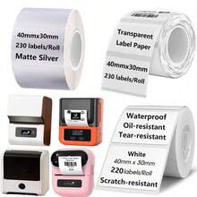 40x30mm Thermal Label Paper Transparent/White/Silver Self-Adhesive Paper Compatible With M110/M220/P1/P50 - 40x30mm - View 1