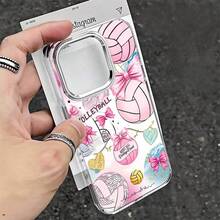 Volleyball Shockproof Case Made Of Eye-Catching Glossy TPU Material, Scratch-Resistant And With Camera Protection. Viral Influencer Design, With Delicate Cartoon Graphics And A  Youth Style. Compatible With IPhone 11-17 Pro Max, X/XS Max. - 透明度 - 查看 4