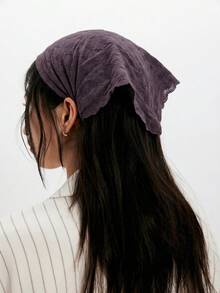1件原創花卉刺繡捲邊女款髮帶頭巾，適合日常與度假使用，夏季髮飾沙灘圍巾度假女式頭巾，波西米亞風 - 紫薯色 - 查看 2