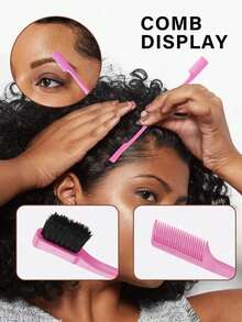 7pcs/3pcsHair Styling Tool Set, 200ml Spray Bottle, Detangling Brushes, Teasing Brush, Rat Tail Comb, Edge Brush, Braiding Tools, Elastic Band Cutters - Multicolor - View 4
