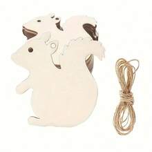 Étiquette en bois de couleur bois naturel en forme d'écureuil, pendentif en tranche de bois peint à la main, décoration d'arbre de Noël pour les fêtes, étiquette cadeau, ornement suspendu en bois fait main - A - Voir 7