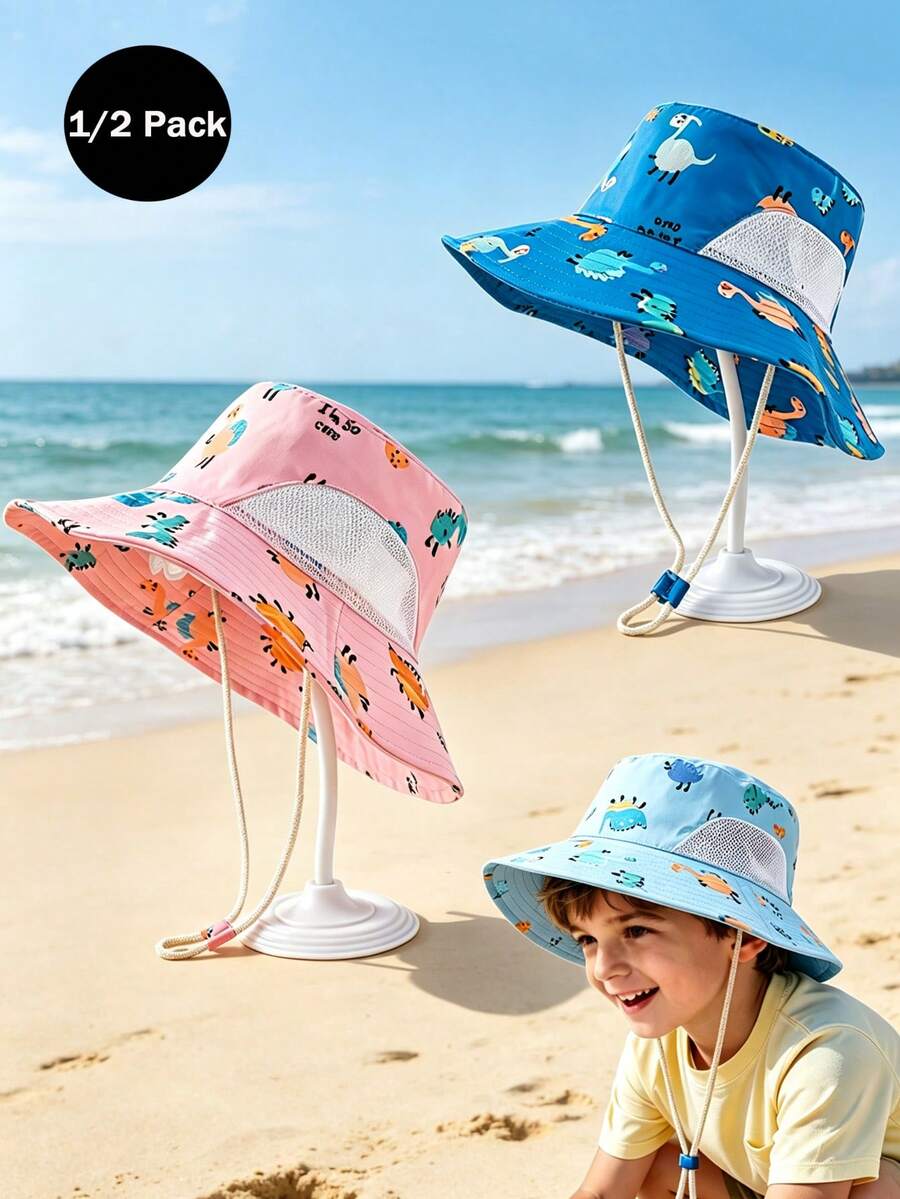 Mädchen Sonnenhut Mesh Fischerhut Kleinkind UV-Schutz Strandhut faltbar 3-8 Jahre alt Mädchen Angelhut - Verschiedenfarbig - Übersicht 1