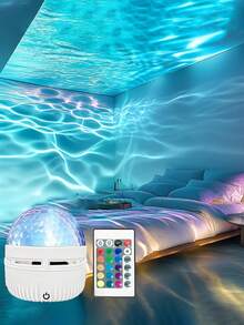 LED Projector Light - 2-In-1 Aurora & Ocean Wave Night Light, With Remote Control, 14 Stunning Effects, Powered By Included Cable, Suitable For Bedroom, Game Room, Home Theater Decoration, Ambient Lighting & Relaxation - Multicolor - View 1