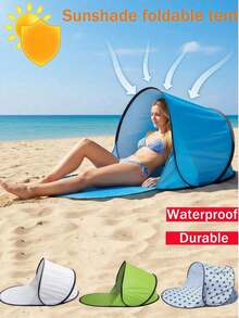 Tienda de playa de montaje rápido, refugio solar con protección UV, pabellón de playa ligero, sombra solar para aventuras al aire libre, montaje rápido en 30 segundos, esencial familiar para la playa, equipo de camping para festivales de música, sombra para el patio trasero, refugio solar para eventos deportivos, esencial para viajes de camping - Múltiples estilos - Ver 2