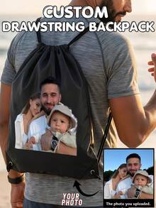 Custom Drawstring Backpack, Personalized Photo Drawstring Gym Bag, Multiple Colors Available, Sackpack For Travel Fitness Daily Use, School Supplies,Gifts For Men,Draw String Bag,Draw String Bag,Lightweight Cinch Sack, Fitness, After-School Club Bags - Multicolor - View 1