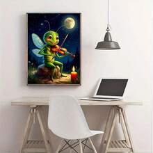 1pc DIY Grasshopper Playing Violin Pattern 5D Diamond Painting Kit, Cartoon Theme, Suitable For Adult Beginners DIY Mosaic Diamond Art, Full Drill Handmade Hobbyist Self-Design DIY Diamond Painting, Suitable For Living Room, Bedroom, Office Wall Decoration Hanging Painting, Surprise Holiday Home Decor Gift For Family And Friends, Frameless [30*40cm/11.8*15.7in][40*50cm/15.7/19.7in] - No Frame - View 3