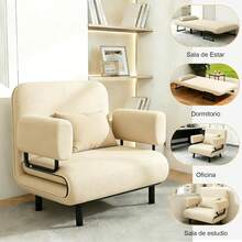 STAR BURN Sofá Cama Plegable Multifuncional, un Diseño Cuatro en uno Que Incluye Sillón Reclinable, Almohada y Bolsillos de Almacenamiento, con Respaldo Ajustable, 188 CM / 74 Pulgadas (Blanco) - 1 - Ver 8