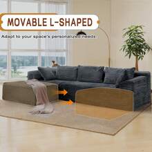 Korser - Camillas seccionales de 108 pulgadas para sala de estar, sofá seccional modular con sillón en forma de L, sofá de nube, cómodo sofá esponjoso de pana con asiento profundo y bolsillos - Gris Carbón - Ver 8
