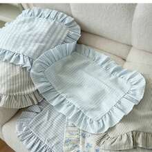 1pc/2pcs/6pcs Korean Style INS Blue And White Striped Blue Striped Polka Dot Ruffle Napkin French Ruffle Placemat Fresh Tablecloth - Multicolor - View 4