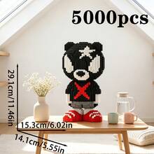Kit de 5000 piezas de bloques de construcción de micro partículas con diseño de oso negro, gran figura de oso ensamblada DIY, adorno decorativo estético para la habitación, juguete antiestrés, regalo perfecto de cumpleaños y vacaciones para adolescentes y adultos, decoración de escritorio para dormitorio y sala de estar - Multicolor - Ver 5