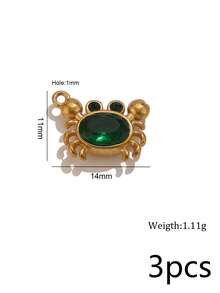 3Pcs 304 Stainless Steel 18K Gold Plated Colorful Rhinestone Marine Life Pendants DIY Handmade Jewelry Accessories/Waterproof And Fade-Resistant - Basket - View 25