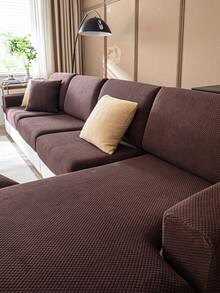 1PC Liquid-Repellent Fleece L-Shaped Sofa Cover, Skin-Friendly Soft, Dust-Proof And Stain-Resistant, Pet Furniture Protector, Machine Washable And Hand Washable, Suitable For All Seasons, Holiday Decor, Daily Use, Fits Living Room Bedroom 2/3/4 Seater Sofa (Multiple Sizes Available) Autumn Decor, Room Decor, Back To School, School Supplies - Brown - View 5