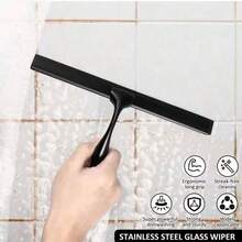 1 pieza Herramienta de limpieza de baño de acero inoxidable, adecuada para baño, azulejos, espejos, puertas de vidrio de coche, rasqueta de ducha, cepillo de limpieza de baño, rasqueta de ventana, rasqueta de puerta de vidrio, limpiador de ventanas, rasqueta de piso - multicolor - Ver 8