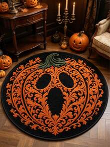 1pc Vintage Pumpkin Decorative Rug, Bedroom Decor, Small Rug, Carpet, Halloween Gift, Bathroom Rug, Washable - Multicolor - View 3