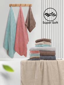 4pcs Mixed Coral Fleece Towel Set, Soft And Skin-Friendly Touch, Suitable For Bathing, Face Wiping, Hair Drying, Bathroom Decor, Hotel, Spa, Home Accessories, Holiday Gifts And More - Multicolor - View 9