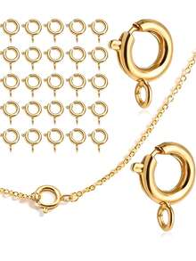 Small Spring Round Jewelry Clasps For Necklaces, Bracelets & DIY Crafts, Silver & Gold Plated - Multicolor - View 1