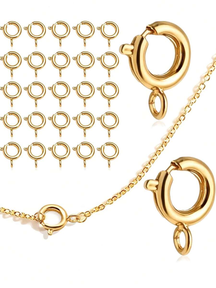 Small Spring Round Jewelry Clasps For Necklaces, Bracelets & DIY Crafts, Silver & Gold Plated - Multicolor - View 1