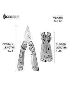 Gerber Gear 30-001364N Suspension-NXT cuchillo multiherramienta 15 en 1 alicates de punta de aguja cuchillo de bolsillo con clip de bolsillo equipo EDC acero - Multi - Ver 9