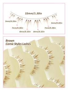Rikuaild Outopen Bottom Lashes 5 Pairs Clear Band Wispy Natural Look Brown Lashes Japanese Manga Style Spiky Anime Lower Lashes Dramatic DIY Cosplay Bottom Eyelashes Reusable Strip Lashes Under Lashes, Lashes, Eyelashes, Fake Lashes - Brown - View 4