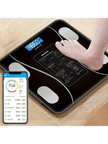 1pc Smart Body Fat Scale, Wireless Digital Bathroom Scale With LED Display, Smart Weight Scale, Digital Weight Scale, Battery Powered (AAA), Batteries Not Included, Body Composition Analyzer - Black - View 14