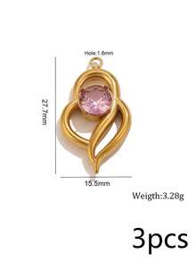 3Pcs 304 Stainless Steel 18K Gold Plated Colorful Rhinestone Marine Life Pendants DIY Handmade Jewelry Accessories/Waterproof And Fade-Resistant - Basket - View 7