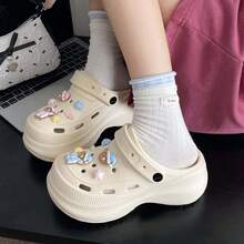 Nuevas sandalias de plataforma con diseño hueco y lindo para estudiantes en verano, con suela gruesa de EVA, cómodas y versátiles para uso casual en exteriores y playa - Blanco - Ver 3