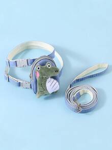 Cute 3D Plush Dinosaur Pet Harness & Leash Set, Adjustable Strap, With Storage Backpack And Keychain Pendant, Suitable For Small To Medium Cats And Dogs, Outdoor Pet Supplies - Multicolor - View 7