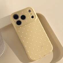 Kavenfort Lemon Yellow And White Polka Dot Phone Case, Compatible With Apple 17, 16 Pro Max And 15, Sweet, Girly, Geometric Pattern, Minimalist, Niche, Soft Girl Style, Style, Shockproof Soft Shell - Lemon Yellow - View 5
