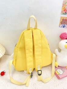 6pcs/1pc Cartoon Cheese Print Women's Canvas Backpack, Soft Thickened Canvas Material Large Capacity Casual Daily Use Bag, Adjustable Shoulder Strap Lightweight Student School Bag, Suitable For Teen Girls Junior High And High School Students Spring And Autumn Daily Outdoor Travel School - Multiple Styles - View 10