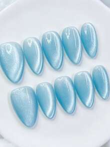 Zysa 10pcs Handmade Nails Press On Nails Short Nails For Summer Vacation Graduation Party - Multicolor - View 2