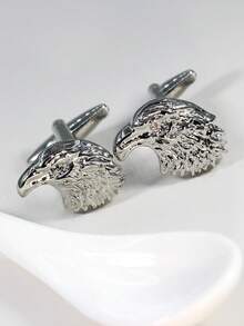 1 Pair Fashionable Copper Shaped Cufflinks For Men - Silver - View 4