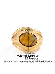 1pc Heavy-Duty Geometric Exaggerated Inlaid Resin Faux Gemstone Charm Jewelry Metal Asymmetrical Large Water Drop Spring Cuff Bracelet, Vintage Fashion, Luxurious Light Luxury, Wedding Banquet, Vacation Party, Daily Casual, Street Style, Women Couples Holiday Birthday Versatile Bracelet Gift - Bracelet - View 11