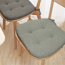 1pc Universal Thickened Linen Dining Chair Pad, Breathable All-Season Horseshoe Shaped Seat Cushion For Home And Student Use - one-size - View 8