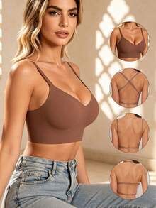 Temptuelle Women's Seamless Backless Strapless Bra - Lightweight Breathable Thin Cup,(Suitable For A/B Cup) - Suitable For Weddings - Camel - View 2