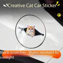 Car Stickers, Cartoon/Anime, Cute, Zipper, Cat, Playful, Luggage, Computer, Electric Motorcycle, Car Body Scratch Stickers, Decoration - Time Cat Stickers - View 6