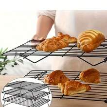 1pc Black Mesh Cooling Rack, High Foot Baking Cooling Rack, Oil Draining Rack, Roasting Grid, Baking Accessories, Suitable For Home, Kitchen, Restaurant, Hotel, Bakery, Outdoor - Black - View 6