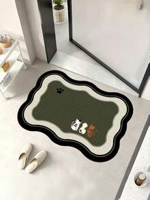 1pc Printed Bathroom Mat, Quick-Dry, Absorbent, Non-Slip Diatomaceous Earth Bathroom Rug, Door Mat, Bathroom Decor, Suitable For Entrance, Kitchen, Balcony, Bathroom, Oval Shaped Mat, Easy To Clean, Universal Holiday Decoration - Multicolor - View 6