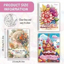 Tlenpo 3 Stücke/1 Set, Malbuch für Erwachsene mit Blumen-, Tier- und Straßenszenen-Mustern - 1 Stück mit 30 Seiten, 11,2 x 8,3 Zoll, für Erwachsene zum Abbau von Stress, Angst und anderen Emotionen, Urlaubsgeschenk, Schulanfangsgeschenk, Weihnachtsgeschenk, Halloween-Geschenk, perfekte Wahl für viele Festtagsgeschenke (Zubehör nicht enthalten) - C - Übersicht 2